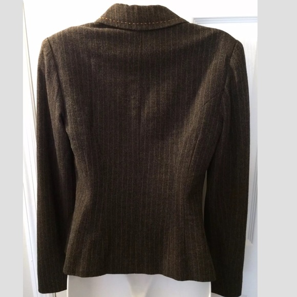 NANETTE LEPORE Wool Blazer striped gray brown Bow - Picture 7 of 7